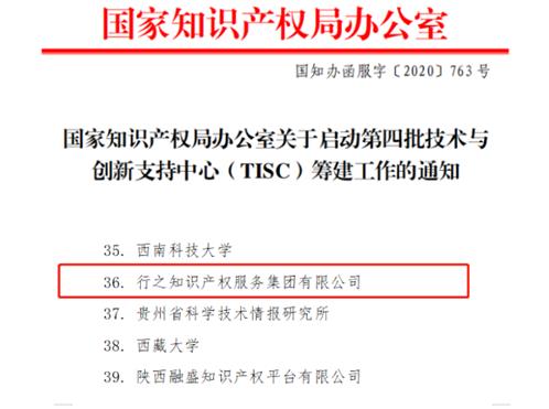 重磅！行之入选世界知识产权组织技术与创新支持中心（TISC）筹建机构名单！